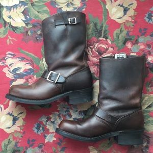 Mid-calf leather boots